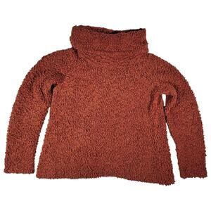 Pink Rose Popcorn Chunky Knit Turtleneck Sweater Small Rust Cozy Soft Pullover